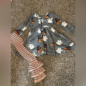 Spooky Fun Kids Halloween Dress and Leggings Set